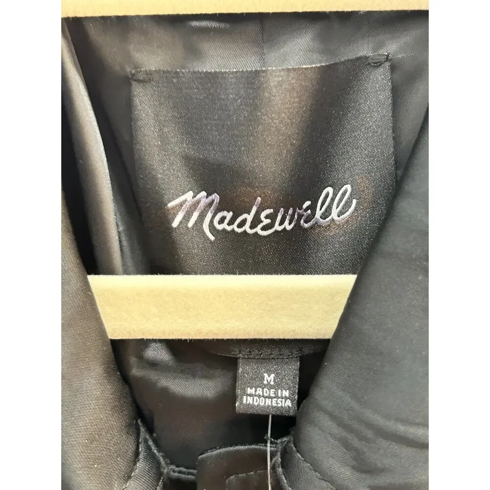 NWT‎ Madewell Womens Black Double-Faced Satin Safari Button Front Jacket Size M
